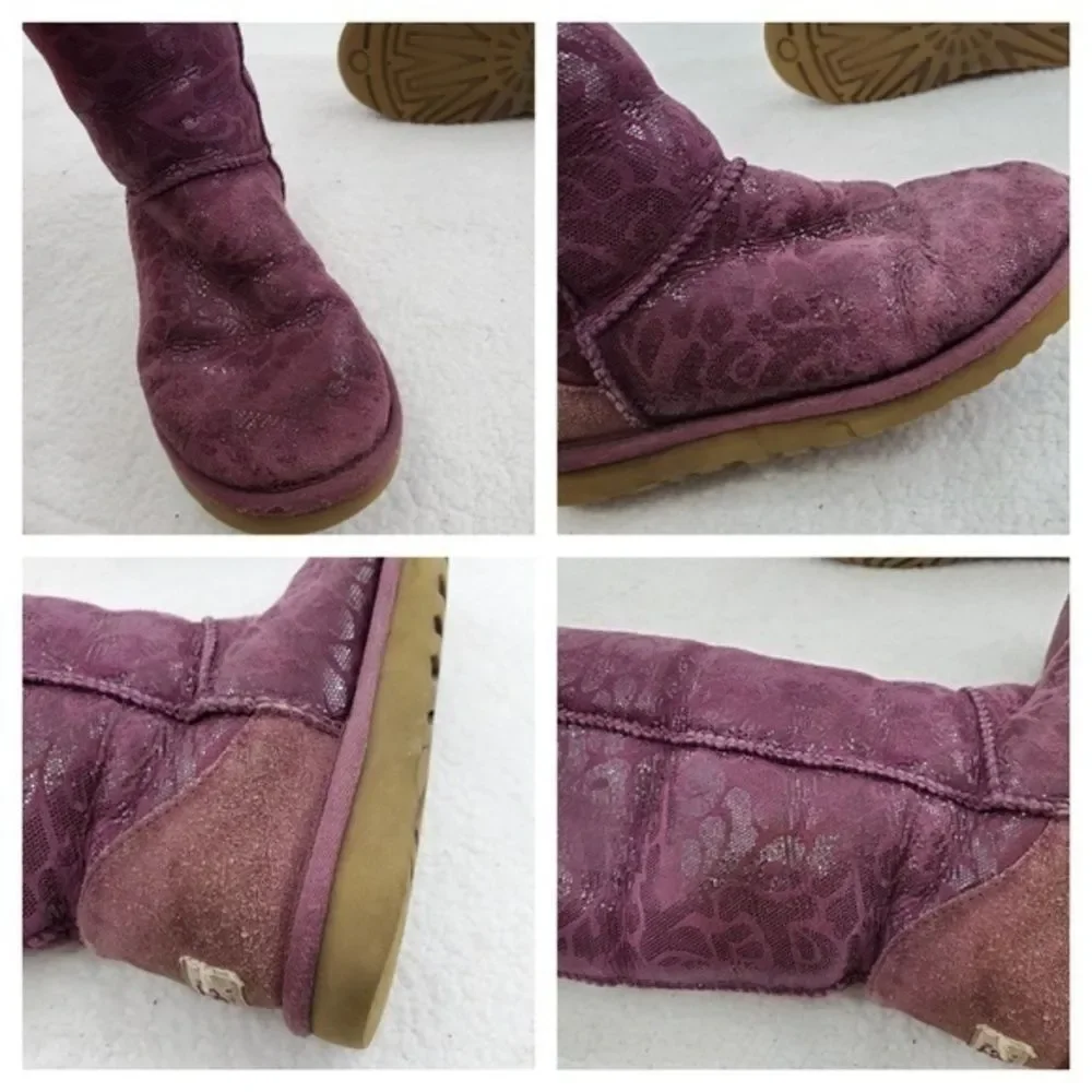 Ugg Boots‎ 7 Tall Flora Shearling Purple Tan Glitte